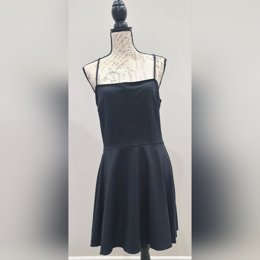 Bebe Black Square Neck Slip Dress